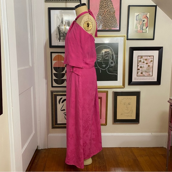 Tommy Bahama paradise found silk pink halter top maxi wrap skirt set sz 16 $225 - Picture 4 of 9
